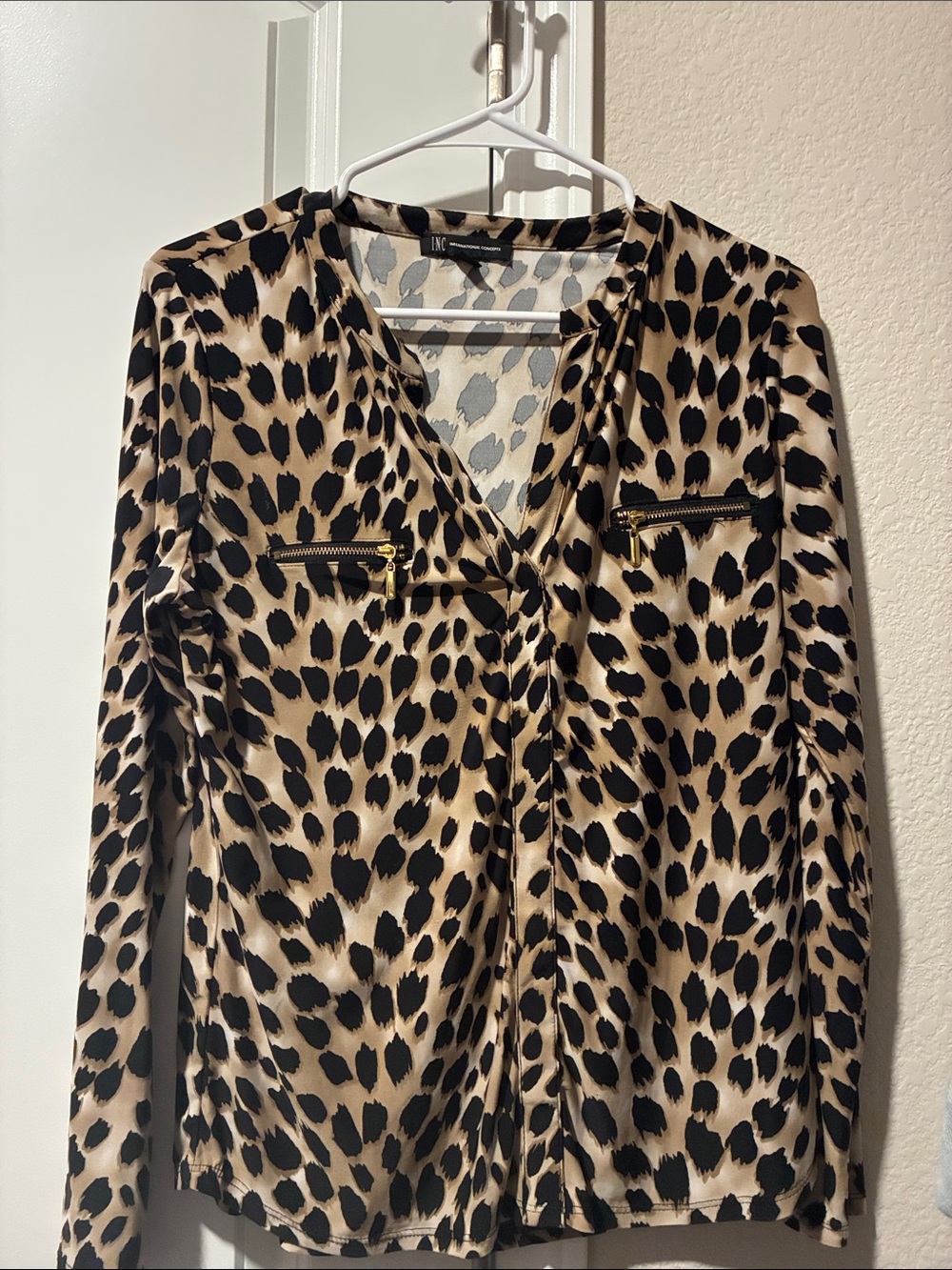 INC International Concepts Leopard-Print Top in Tan and Black